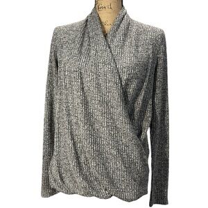 Anthropologie Akemi +Kim EC gray heathered rib cross over sweater. Size small